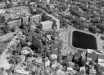 Aerial view of MMC complex and reservoir, c. 1957-1965 by Maine Medical Center